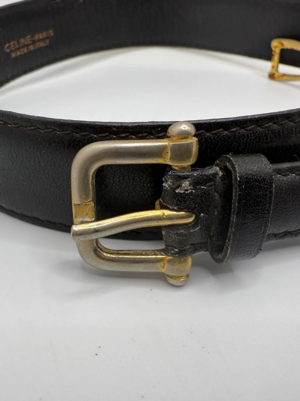 ALLURING CELINE LIMITED EDITION CARRIAGE BLACK LEATHER BELT! (ITALY)